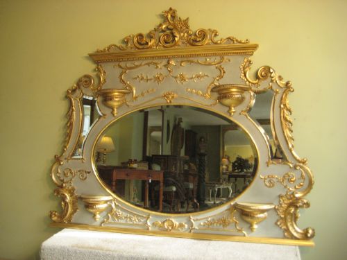 painted and parcelgilt overmantle - CATEGORY: ANTIQUE MIRRORS - DATED 1890