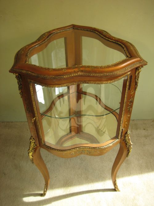 french lacquer vitrine with shaped glass - CATEGORY: ANTIQUE CABINETS - DATED 1900