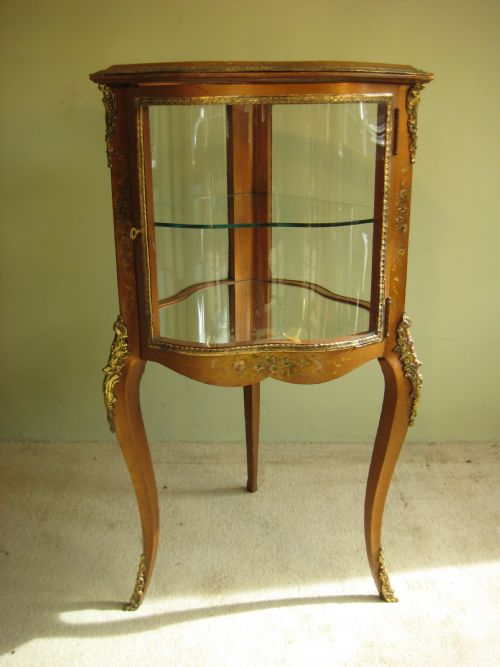 FRENCH LACQUER VITRINE WITH SHAPED GLASS - ADDITIONAL PHOTO 1