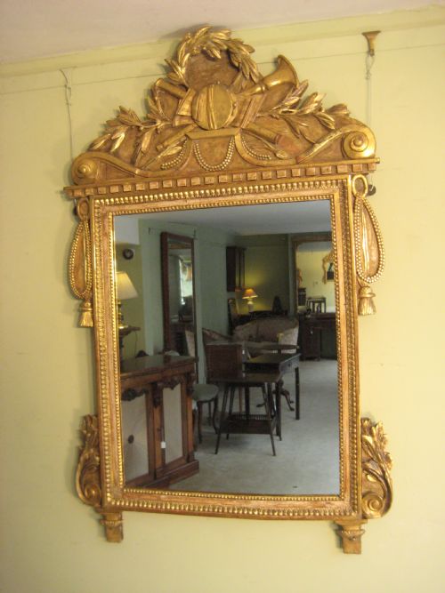 french provincial louis xvi style gilt mirror - CATEGORY: ANTIQUE MIRRORS - DATED 1800