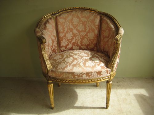PAIR FRENCH GILT LOUIS XVI STYLE SALON CHAIRS - ADDITIONAL PHOTO 2