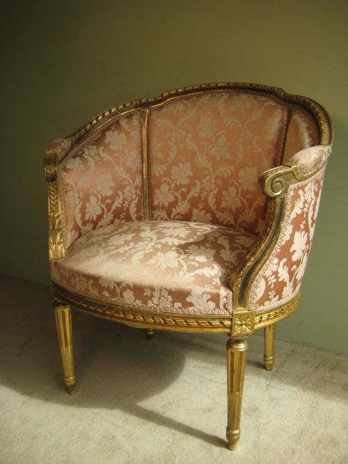 PAIR FRENCH GILT LOUIS XVI STYLE SALON CHAIRS - ADDITIONAL PHOTO 3