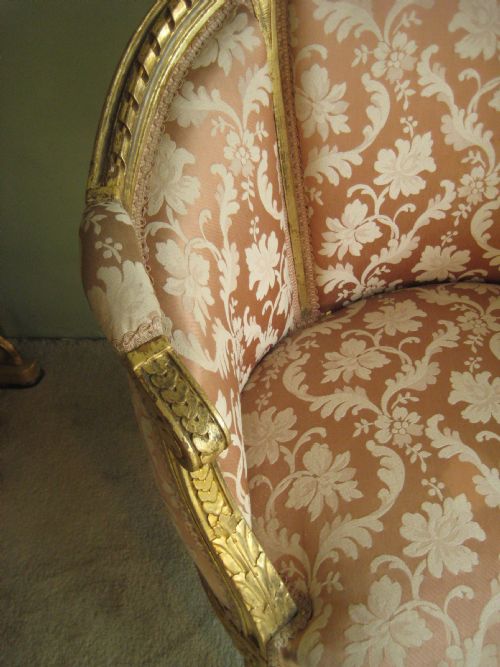 PAIR FRENCH GILT LOUIS XVI STYLE SALON CHAIRS - ADDITIONAL PHOTO 5