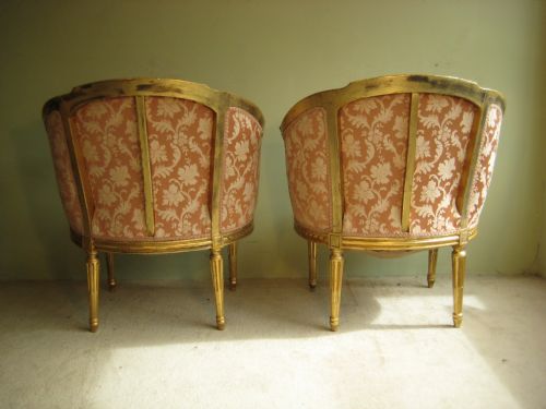 PAIR FRENCH GILT LOUIS XVI STYLE SALON CHAIRS - ADDITIONAL PHOTO 7