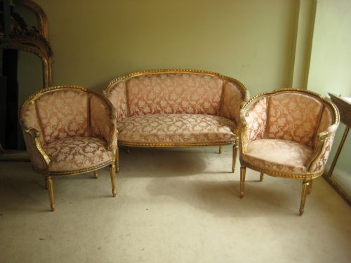 PAIR FRENCH GILT LOUIS XVI STYLE SALON CHAIRS - ADDITIONAL PHOTO 8