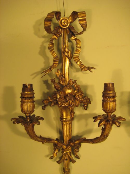 PAIR LATE 19TH CENTURY ORMOLU WALL LIGHTS - ADDITIONAL PHOTO 2