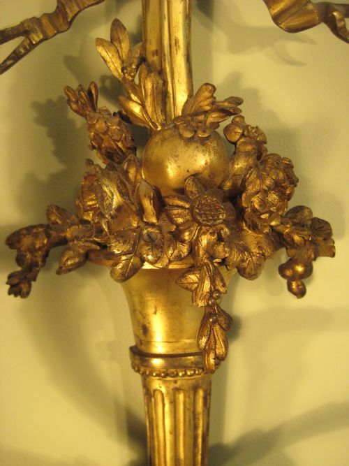 PAIR LATE 19TH CENTURY ORMOLU WALL LIGHTS - ADDITIONAL PHOTO 4