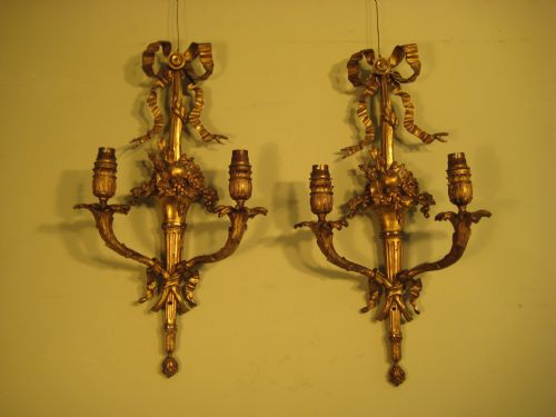 PAIR LATE 19TH CENTURY ORMOLU WALL LIGHTS - ADDITIONAL PHOTO 8