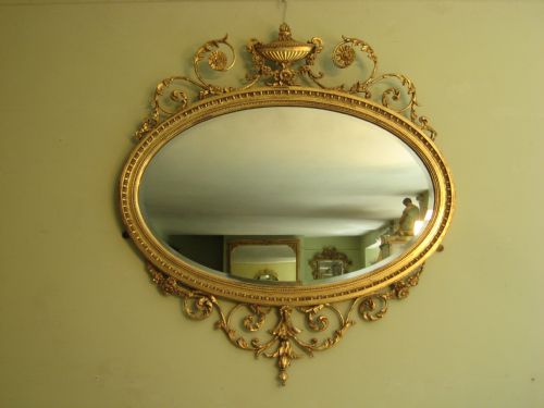 gilt adams style mirror - CATEGORY: ANTIQUE MIRRORS - DATED 1910