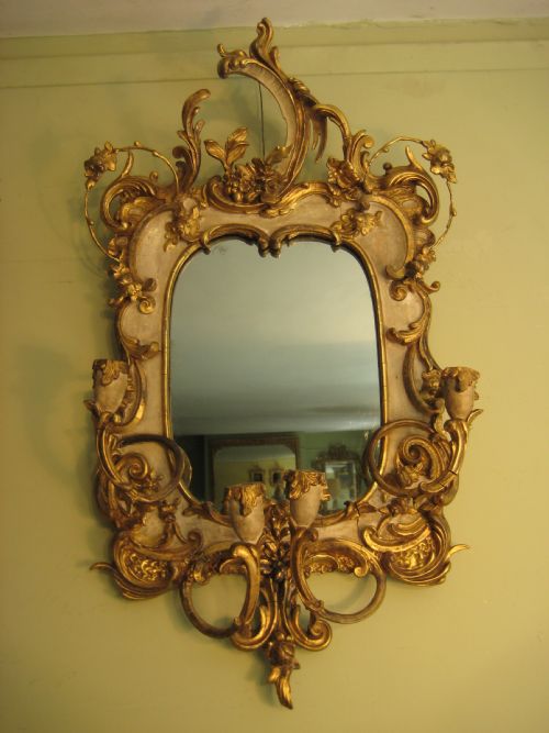 PAIR 19TH CENTURY PAINTED AND PARCELGILT GIRANDOLES - ADDITIONAL PHOTO 11