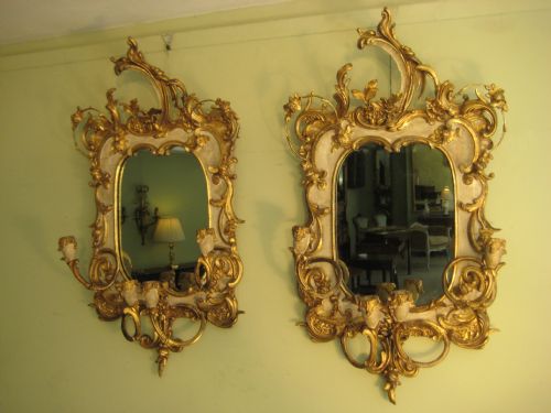 PAIR 19TH CENTURY PAINTED AND PARCELGILT GIRANDOLES - ADDITIONAL PHOTO 12
