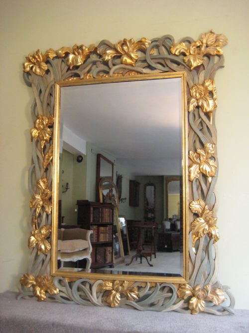 japanese painted and parcelgilt mirror - CATEGORY: ANTIQUE MIRRORS - DATED 1910