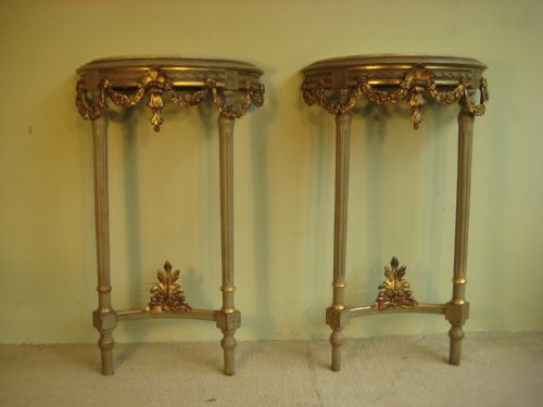 pair of louis xvi style console tables - CATEGORY: ANTIQUE TABLES - DATED 1900