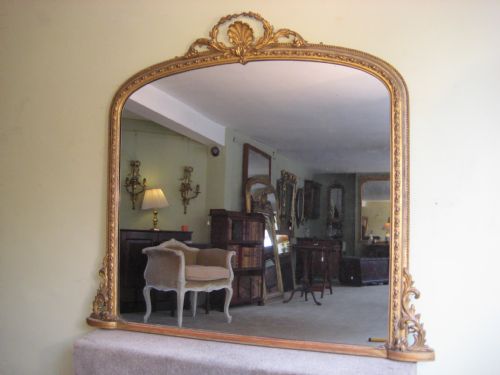 english gilt arch top overmantle - CATEGORY: ANTIQUE MIRRORS - DATED 1860