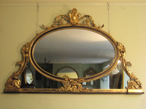 ebonised and gilt overmantle - CATEGORY: ANTIQUE MIRRORS - DATED 1870
