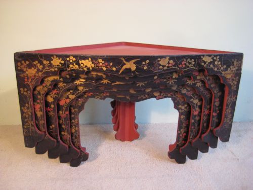 NEST OF JAPANESE LACQUER STACKING TABLES - ADDITIONAL PHOTO 1