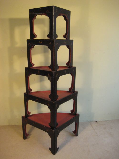 NEST OF JAPANESE LACQUER STACKING TABLES - ADDITIONAL PHOTO 12