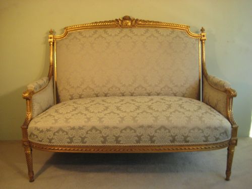 french giltwood louis xvi style sofa - CATEGORY: ANTIQUE SOFAS - DATED 1890