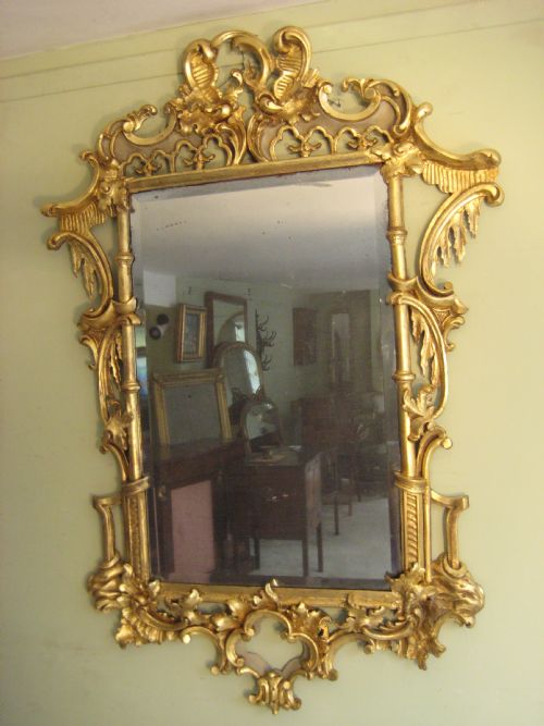 gilt chinese chippendale style mirror - CATEGORY: ANTIQUE MIRRORS - DATED 1850