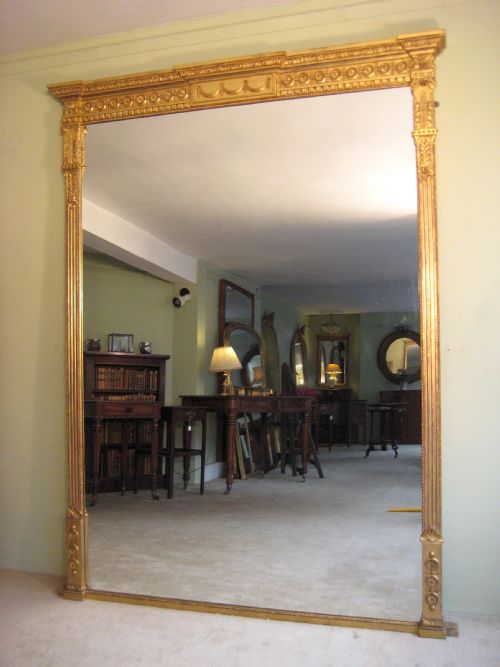 english gilt neoclassical overmantle - CATEGORY: ANTIQUE MIRRORS - DATED 1880