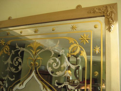 PAIR VICTORIAN CUT AND ETCHED GLASS PUB MIRRORS - ADDITIONAL PHOTO 5