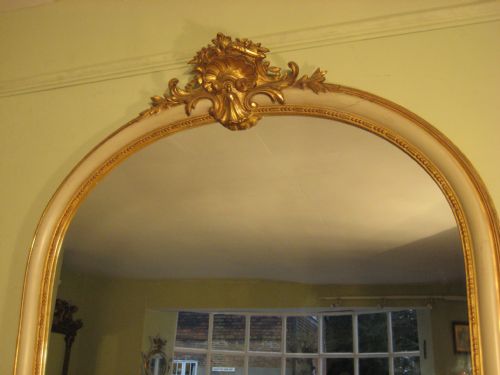 PAIR LARGE FRENCH PAINTED AND PARCELGILT MIRRORS - ADDITIONAL PHOTO 2