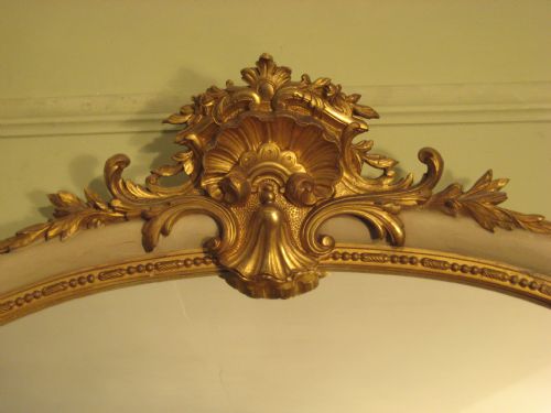 PAIR LARGE FRENCH PAINTED AND PARCELGILT MIRRORS - ADDITIONAL PHOTO 4