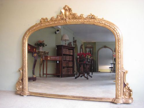 victorian gilt arch top overmantle - CATEGORY: ANTIQUE MIRRORS - DATED 1880