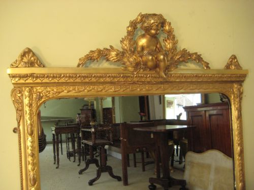 19TH CENTURY ENGLISH GILT 'CHERUB' OVERMANTLE - ADDITIONAL PHOTO 1