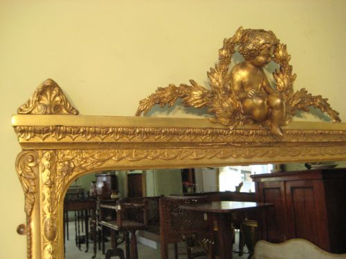 19TH CENTURY ENGLISH GILT 'CHERUB' OVERMANTLE - ADDITIONAL PHOTO 6