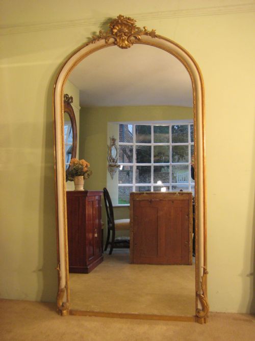 french painted and parcelgilt arch top mirror - CATEGORY: ANTIQUE MIRRORS - DATED 1880