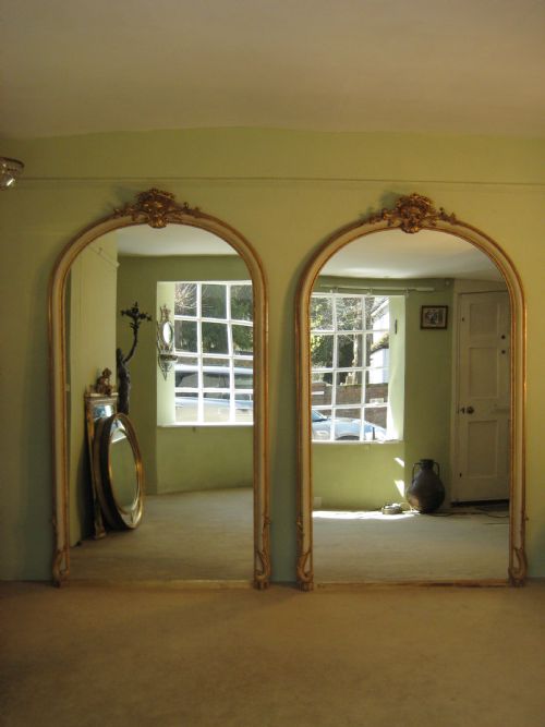 pair large french painted and parcelgilt mirrors - CATEGORY: ANTIQUE MIRRORS - DATED 1880