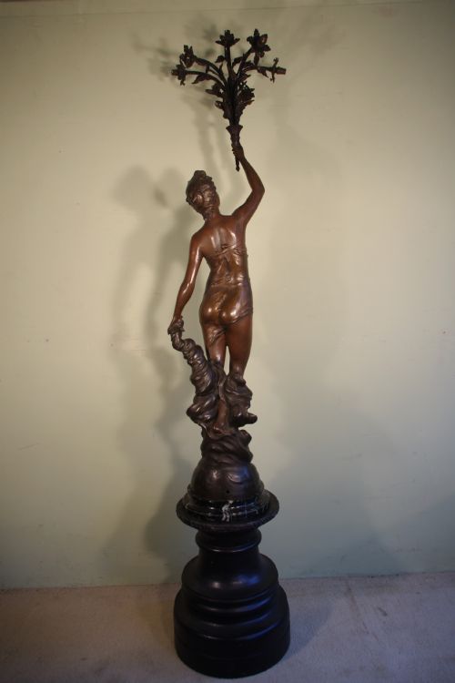 FRENCH BRONZE PATINATED SPELTER SCULPTURE LAMP - ADDITIONAL PHOTO 2