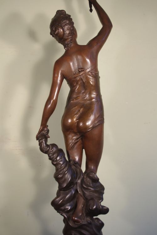 FRENCH BRONZE PATINATED SPELTER SCULPTURE LAMP - ADDITIONAL PHOTO 3
