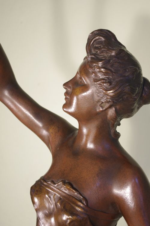FRENCH BRONZE PATINATED SPELTER SCULPTURE LAMP - ADDITIONAL PHOTO 6