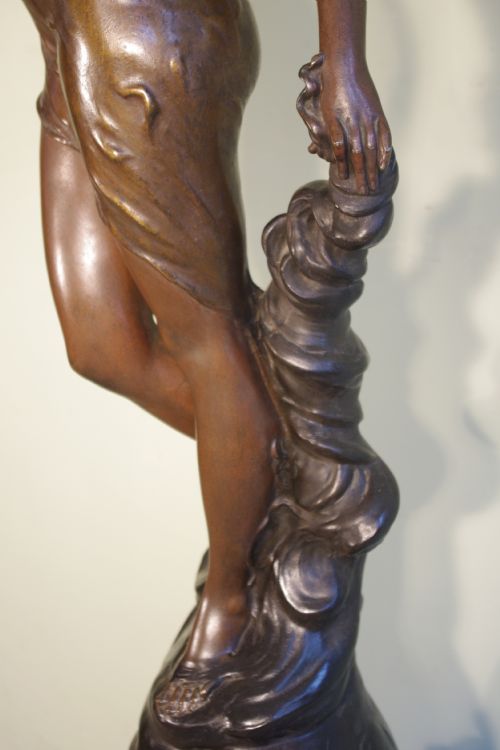 FRENCH BRONZE PATINATED SPELTER SCULPTURE LAMP - ADDITIONAL PHOTO 7