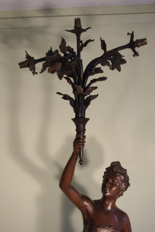 FRENCH BRONZE PATINATED SPELTER SCULPTURE LAMP - ADDITIONAL PHOTO 8