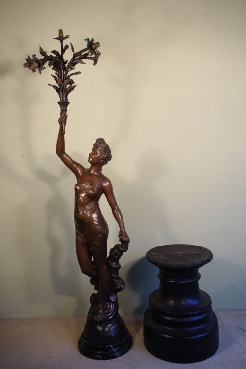 FRENCH BRONZE PATINATED SPELTER SCULPTURE LAMP - ADDITIONAL PHOTO 13
