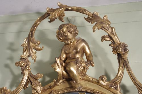 19TH CENTURY ENGLISH GILT OVAL 'CHERUB' GIRANDOLE - ADDITIONAL PHOTO 4