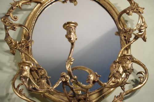 19TH CENTURY ENGLISH GILT OVAL 'CHERUB' GIRANDOLE - ADDITIONAL PHOTO 8