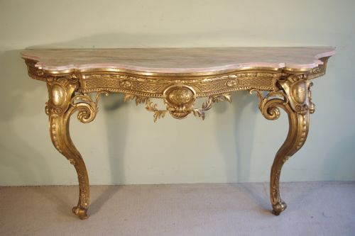19th century english gilt marble top console table - CATEGORY: ANTIQUE TABLES - DATED 1880