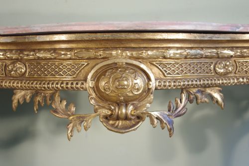 19TH CENTURY ENGLISH GILT MARBLE TOP CONSOLE TABLE - ADDITIONAL PHOTO 4