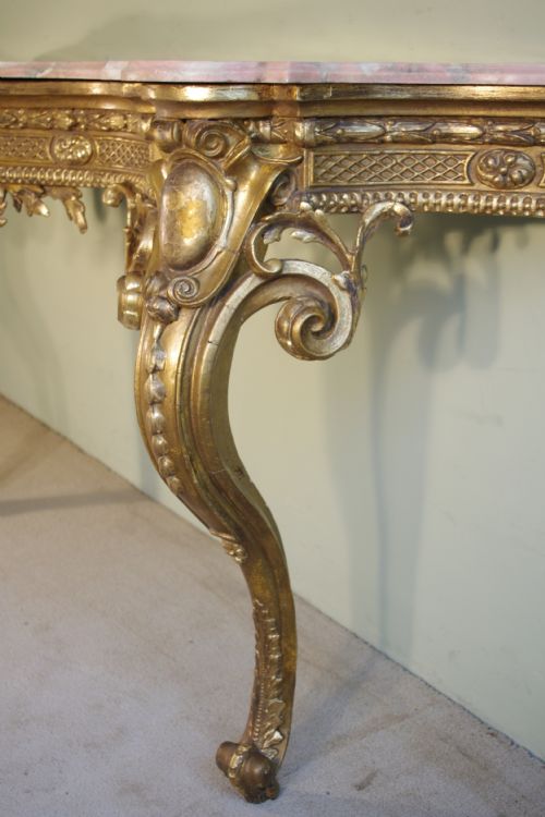 19TH CENTURY ENGLISH GILT MARBLE TOP CONSOLE TABLE - ADDITIONAL PHOTO 6