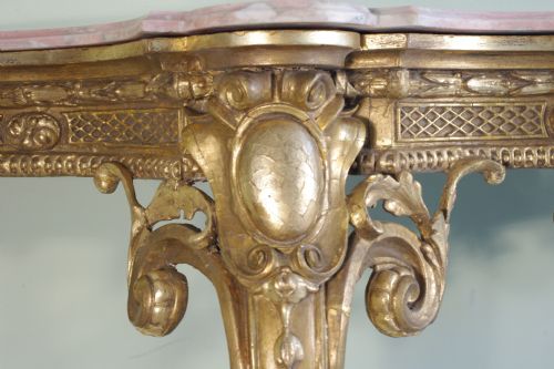 19TH CENTURY ENGLISH GILT MARBLE TOP CONSOLE TABLE - ADDITIONAL PHOTO 8