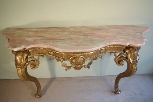 19TH CENTURY ENGLISH GILT MARBLE TOP CONSOLE TABLE - ADDITIONAL PHOTO 10