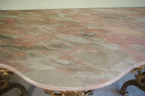 19TH CENTURY ENGLISH GILT MARBLE TOP CONSOLE TABLE - ADDITIONAL PHOTO 11