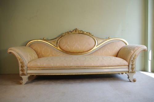 painted and parcelgilt sofachaise longue - CATEGORY: ANTIQUE SOFAS - DATED 1880