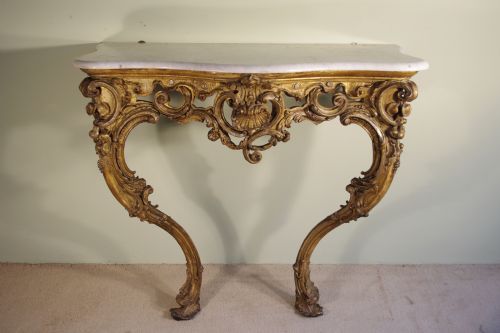 19TH CENTURY LOUIS XV STYLE GILT CONSOLE TABLE - ADDITIONAL PHOTO 1