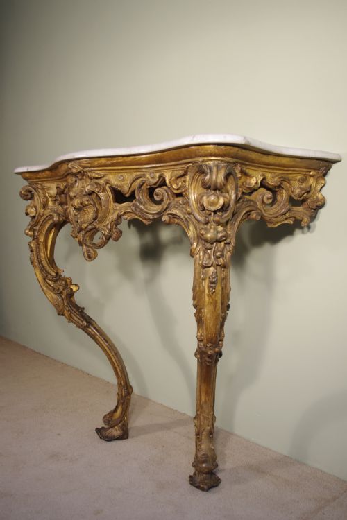 19TH CENTURY LOUIS XV STYLE GILT CONSOLE TABLE - ADDITIONAL PHOTO 2