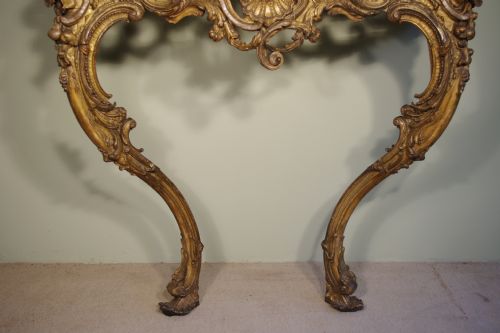 19TH CENTURY LOUIS XV STYLE GILT CONSOLE TABLE - ADDITIONAL PHOTO 4